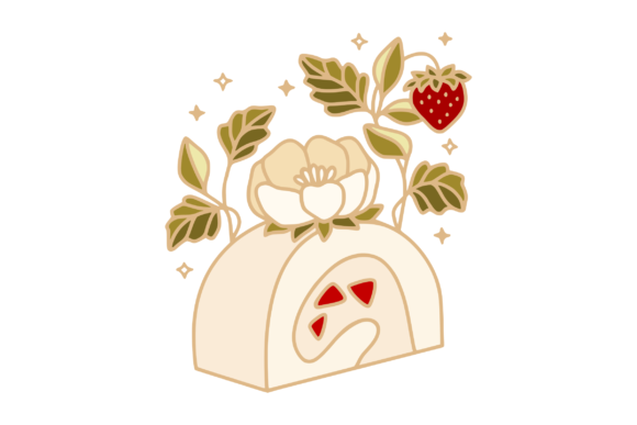 A Practical Guide to Strawberry, Vanilla, Peony Roll Cake Clipart