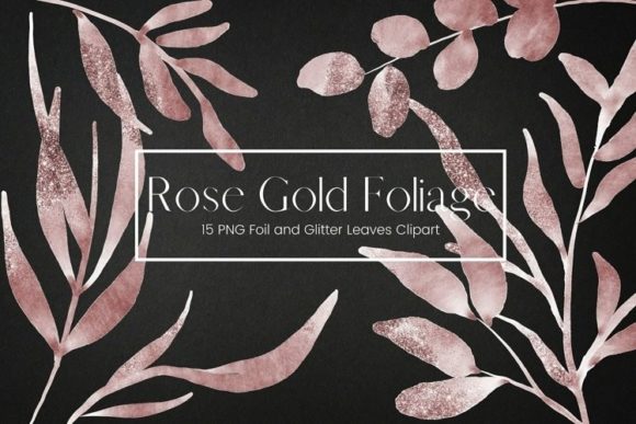 Elevate Your Creative Projects with Rose Gold Foil Glitter Leaves Clipart