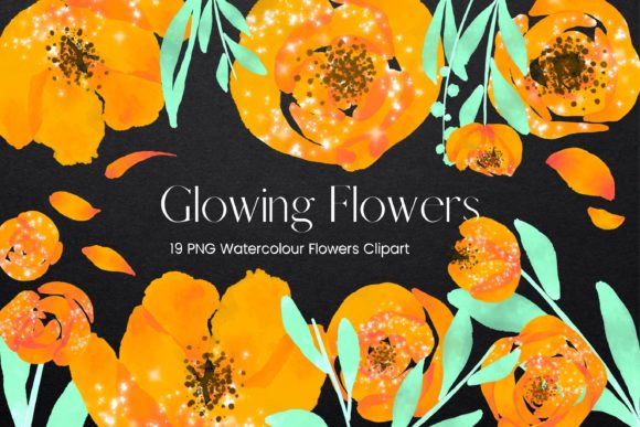 Glowing Orange Watercolour Flowers for Dynamic Design Projects