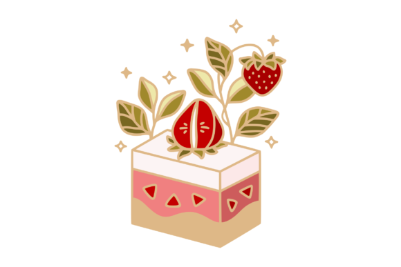 Pink Strawberry Cake Clipart for Creative Projects
