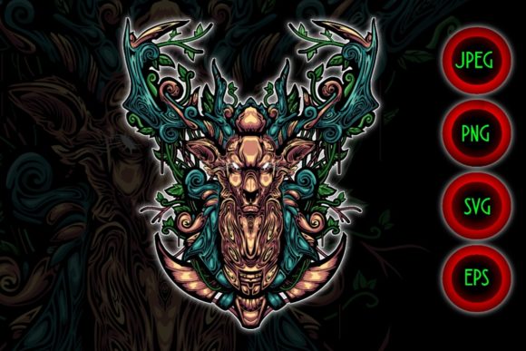The Elegance of Deer Mother Nature Head Illustration