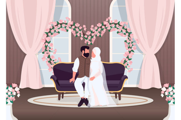 The Significance and Utility of Islam Newlyweds Flat Color Illustration