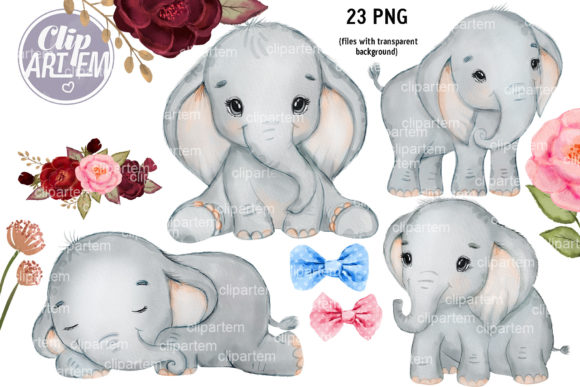 The Ultimate Creative Toolkit: Your 23 Clip Art Unisex Elephant PNG Bundle