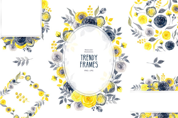 The Watercolor Yellow Gray Trendy Frames Florals: Integrating Artistic Assets into Modern Creative Workflows