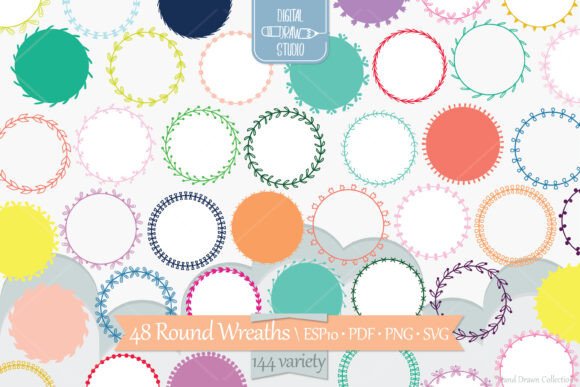 Unlock Creative Possibilities with Color Wreaths Borders, Frames and Hand Drawn Wreaths Drawings
