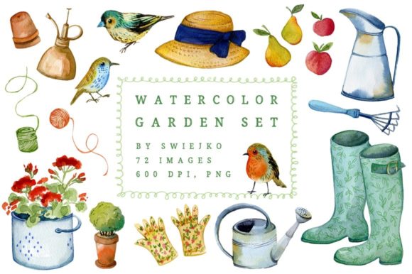 Watercolor Garden Clipart Set: A Creative Toolkit