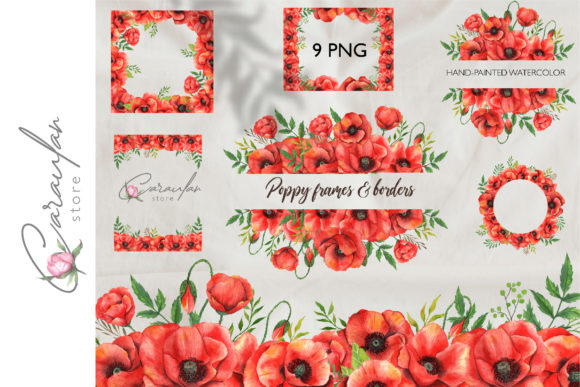 Watercolor Poppy Frames: A Flexible Digital Asset for Creative Projects